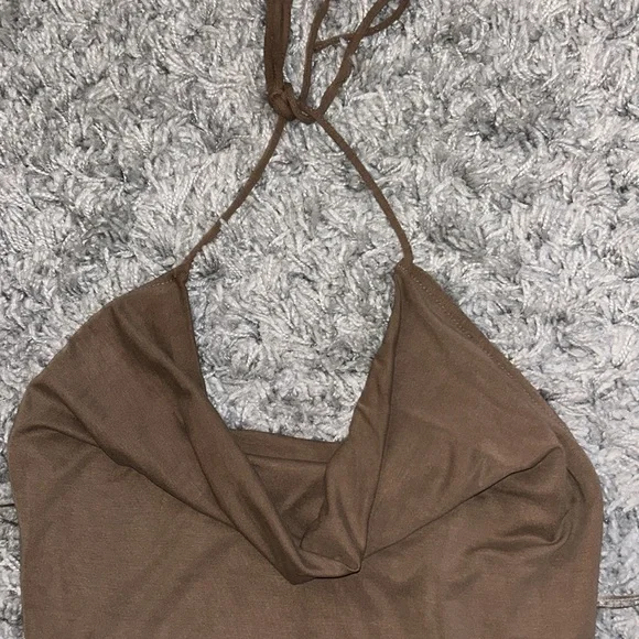 Ruby and Jenna Taupe Halter Dress Size Small NWT - Picture 2 of 6